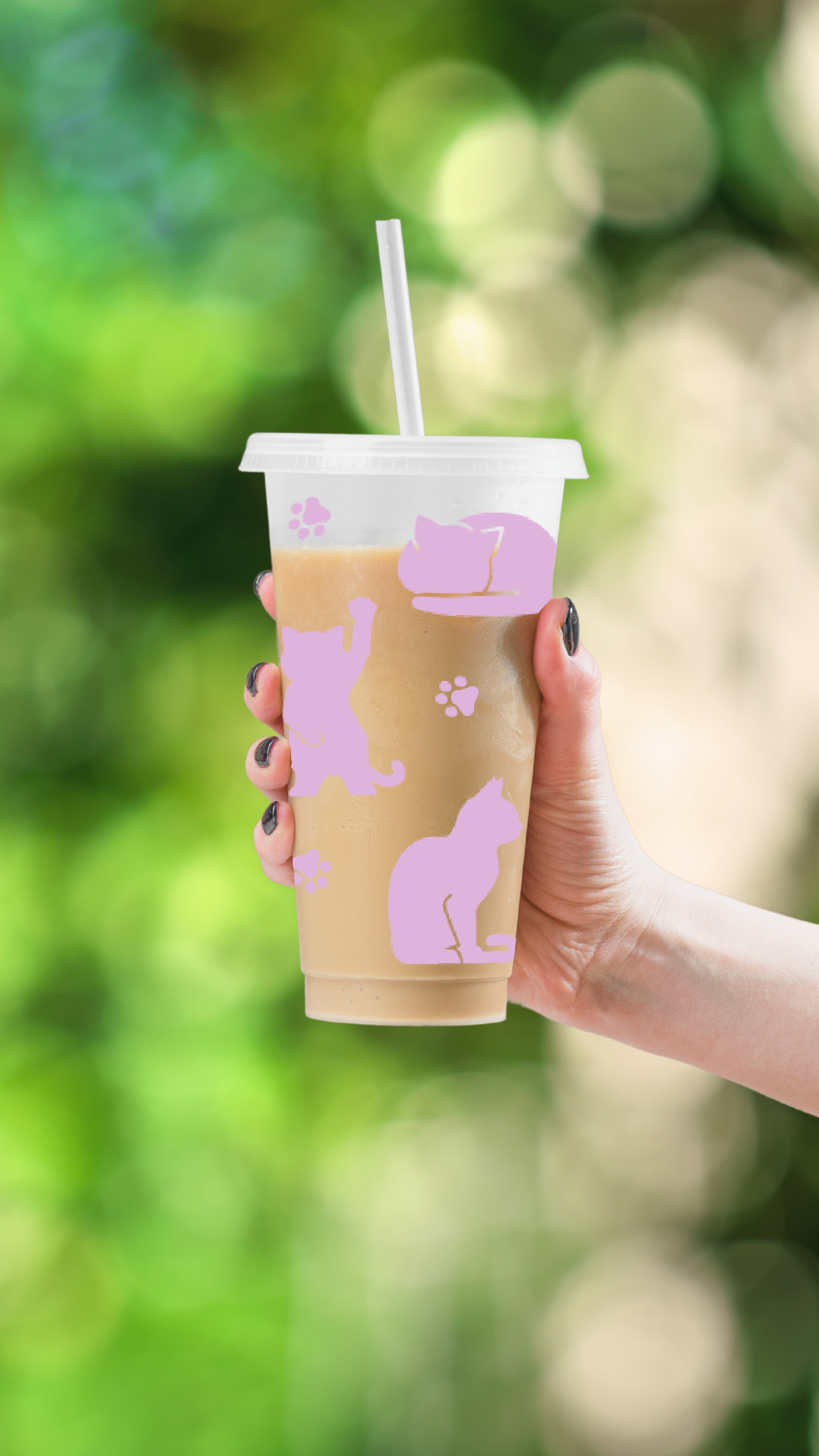 Kitty Cat Cold Cup – 24 oz Reusable Tumbler with Straw Cleaner