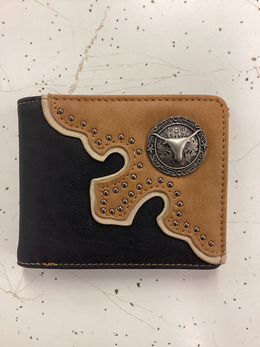 Longhorn Concho Studded Western Bifold Wallet