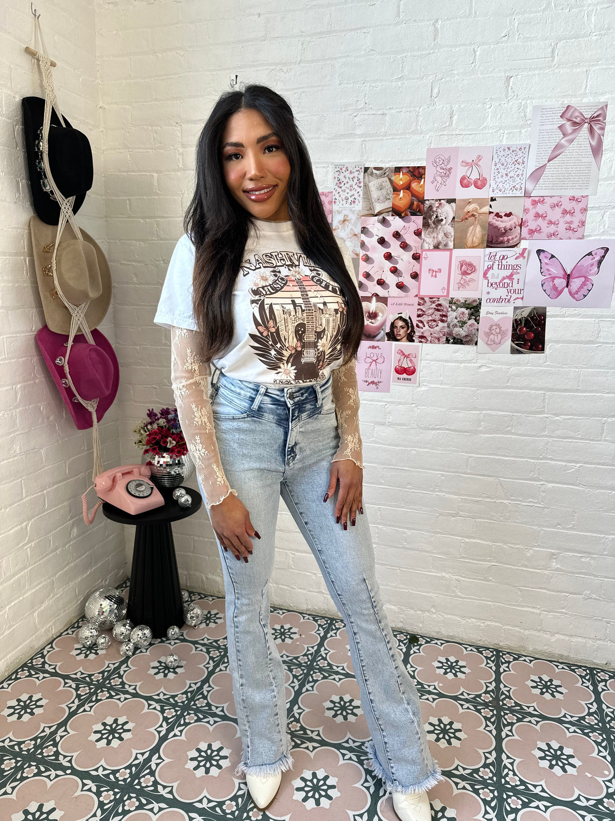 Keep Up Flare Stretchy Acid/Dark Wash Jeans