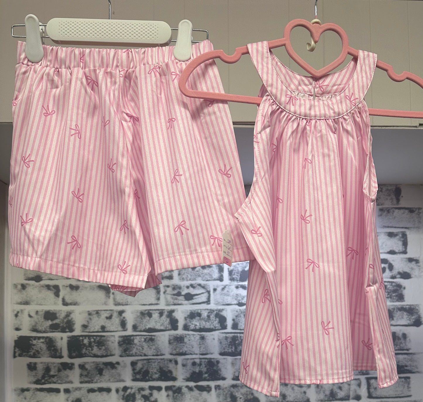 Pink Bow Stripe Lounge Set Tween
