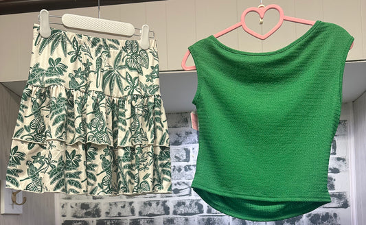 Emerald Tropics Skirt Set Tween