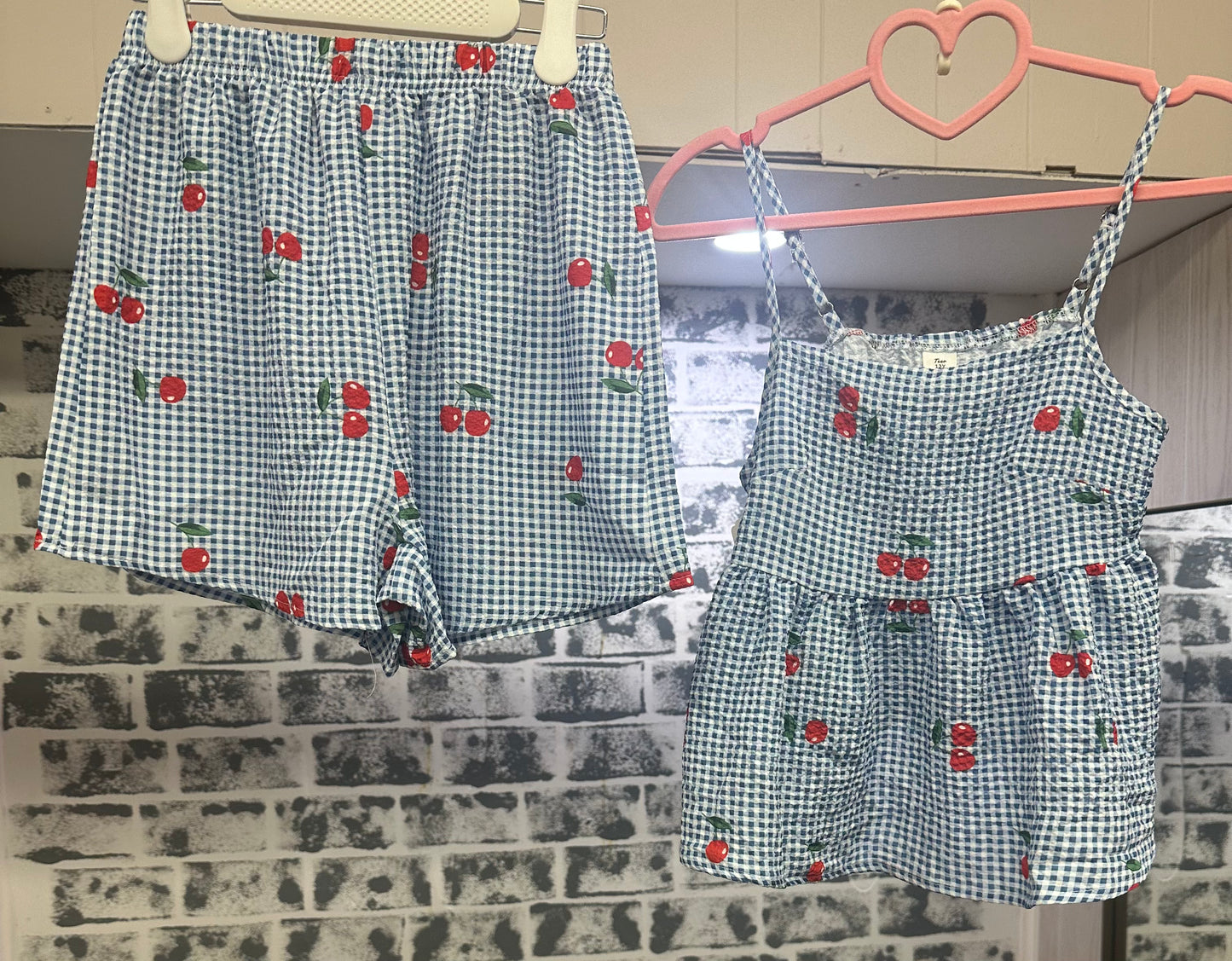 Cherry Picnic Smocked Short Set Tween
