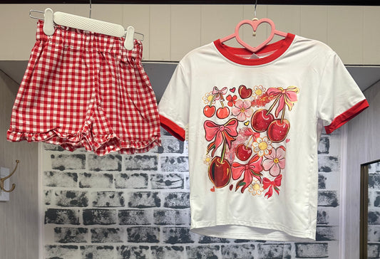 Cherry Blossom Ruffle Short Set Tween