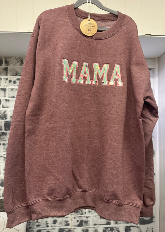 "Enchanted Meadow" Mama Applique Crewneck Sweatshirt