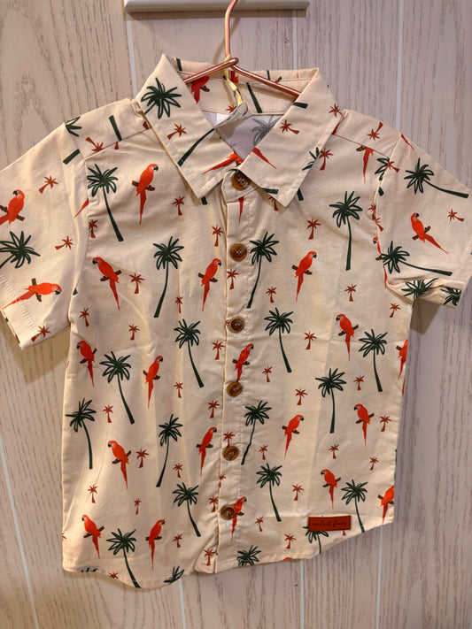 Tropical Parrot Button‑Up
