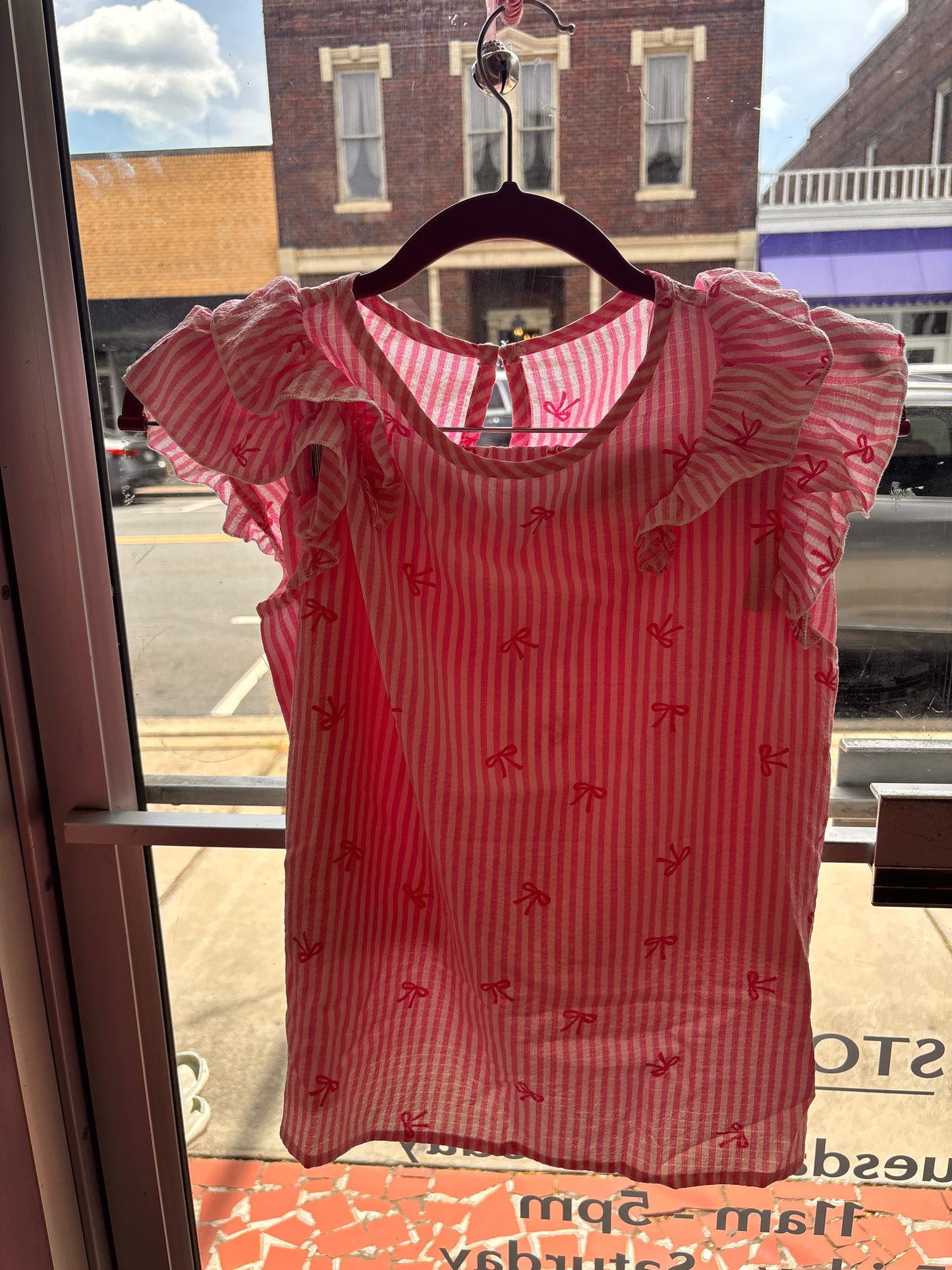 Pink Bow Stripe Blouse