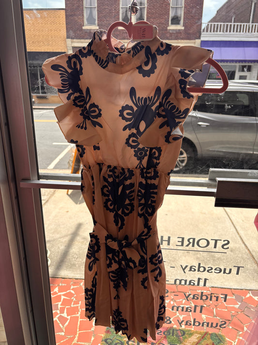 Midnight Bloom Ruffle Dress