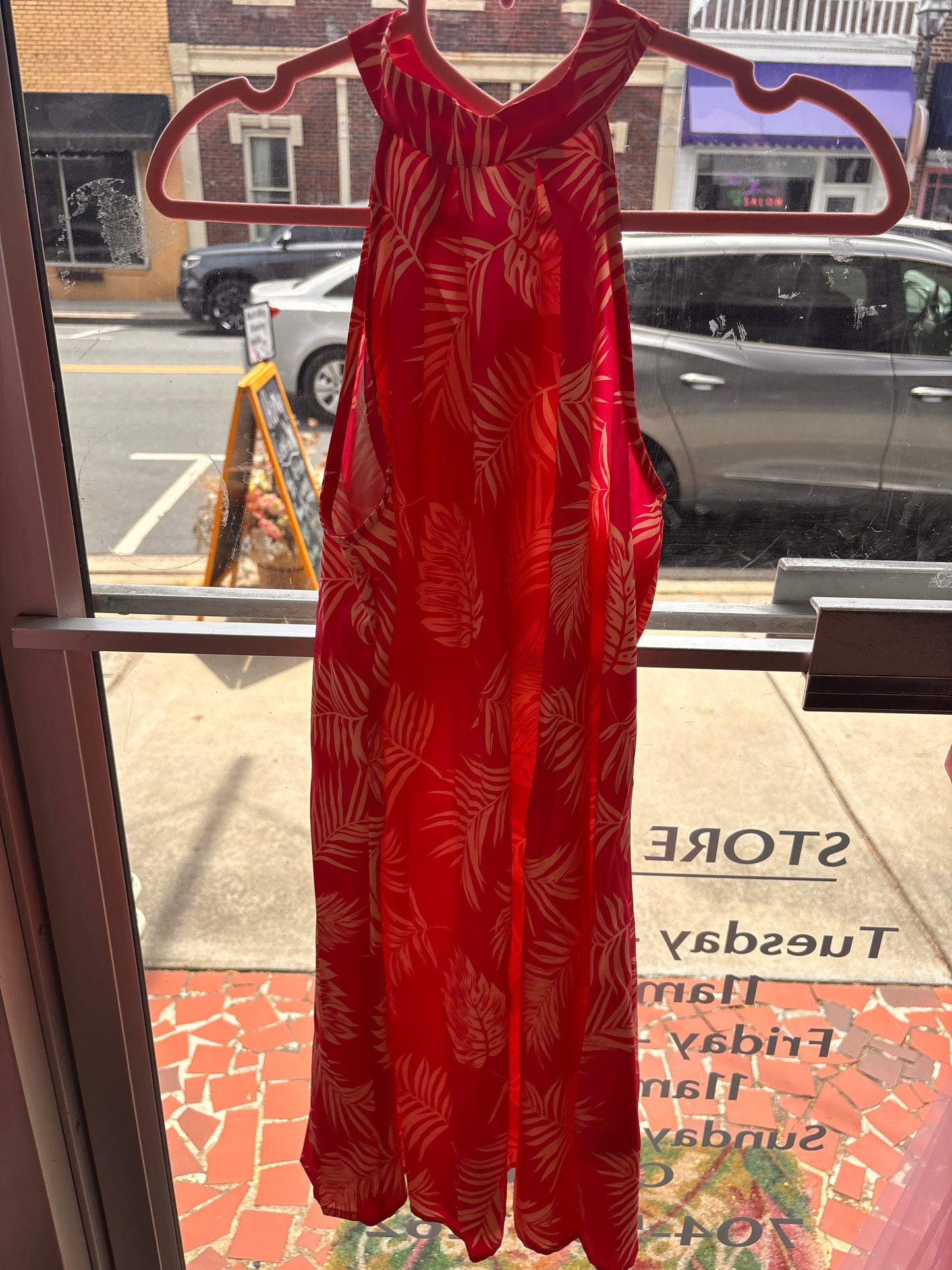 Tropical Leaf Halter Dress