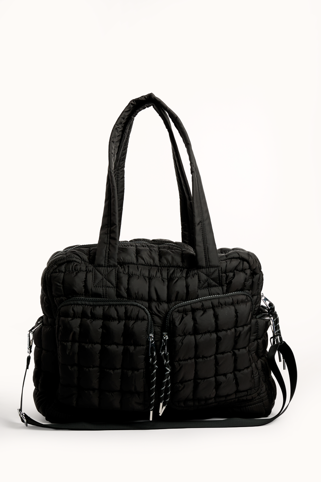 Haylie Black Quilted Weekender Bag