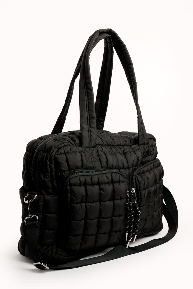 Haylie Black Quilted Weekender Bag