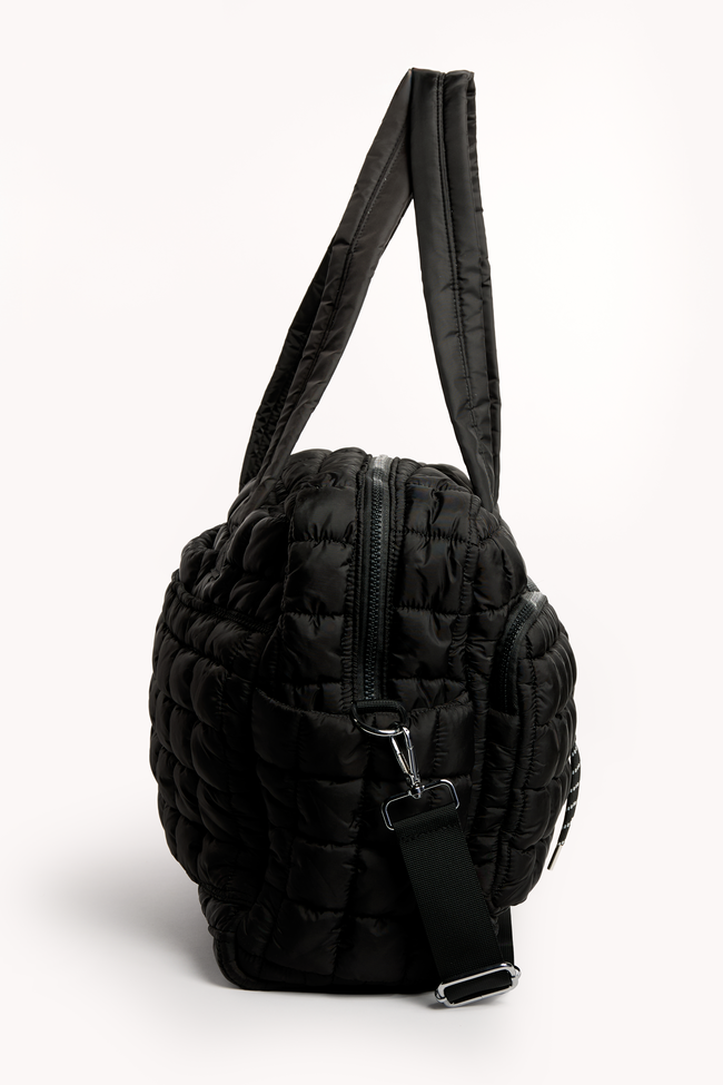 Haylie Black Quilted Weekender Bag