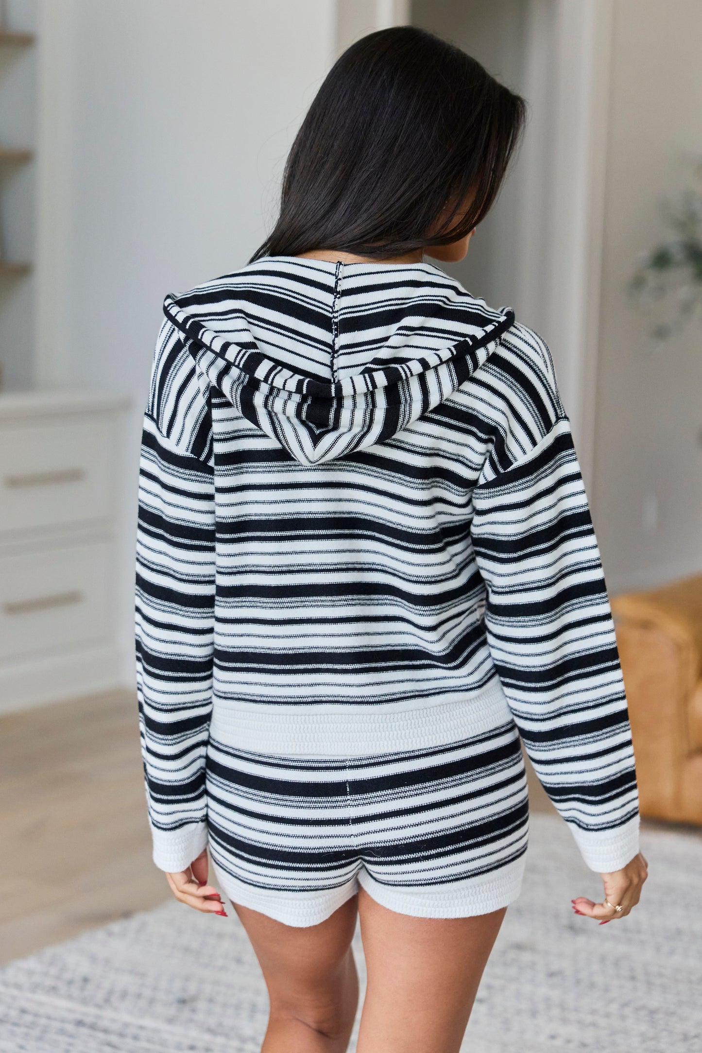 Monroe Black And White Striped Hoodie