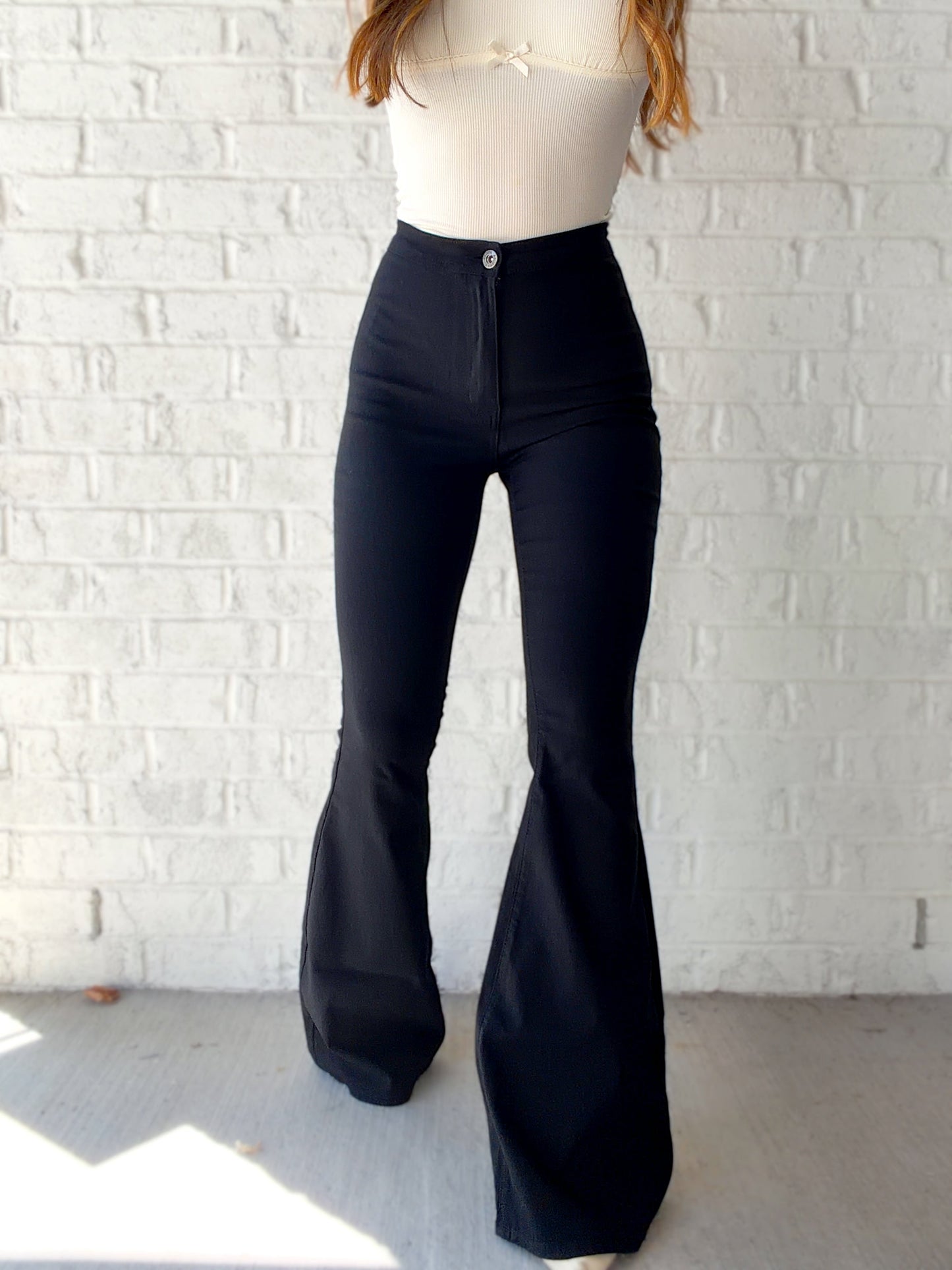 Fiona High Waisted Bell Bottom Flare Jeans - Black