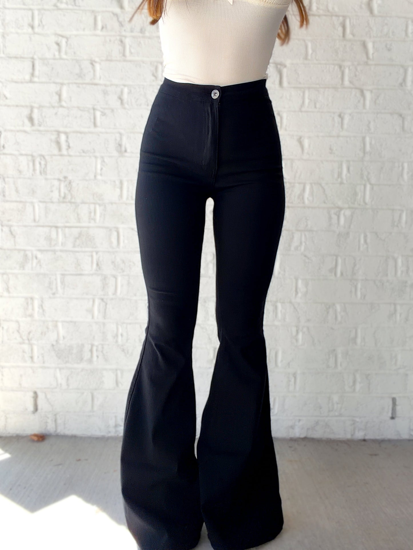 Fiona High Waisted Bell Bottom Flare Jeans - Black
