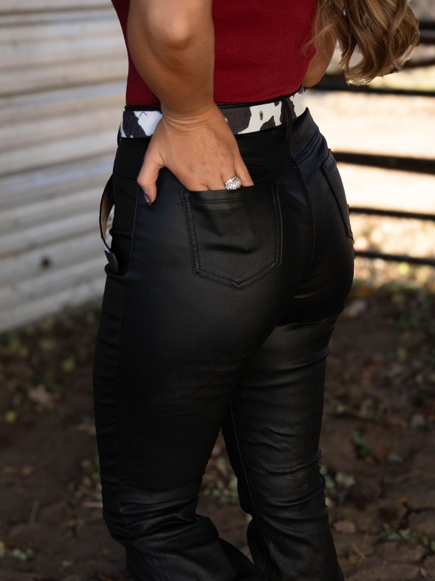Leather Blakely High Waisted Bell Bottom Flare Jeans - Black