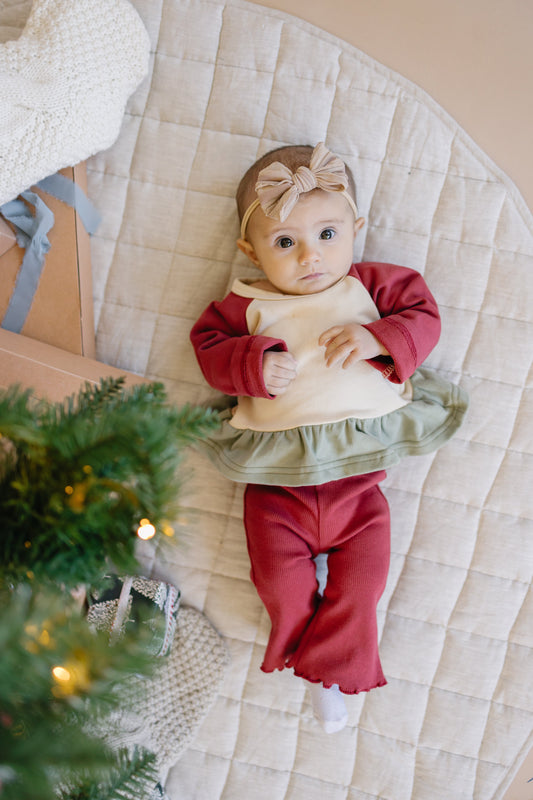 Ribbed Cotton Flared Leggings