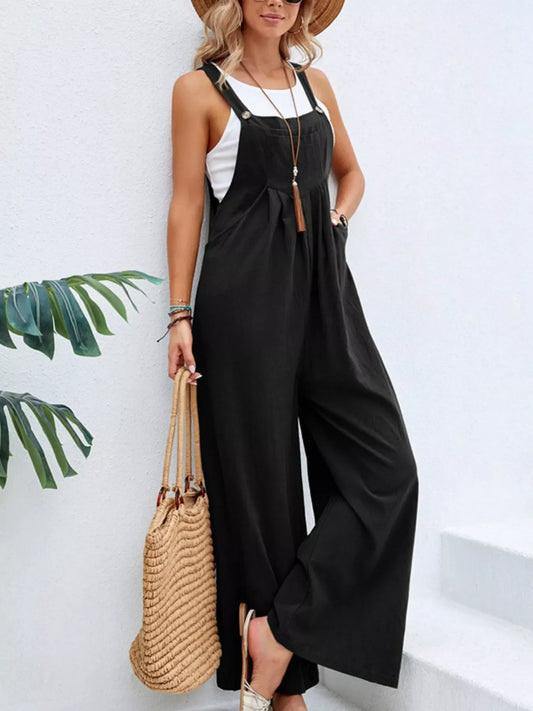 Wide-Leg Overalls with Pockets (7 colors)
