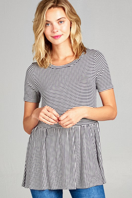 Stripe Jersey Babydoll Casual Top (3 Colors)