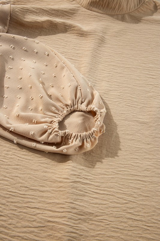 Solid Swiss Dot Balloon Sleeve Blouse