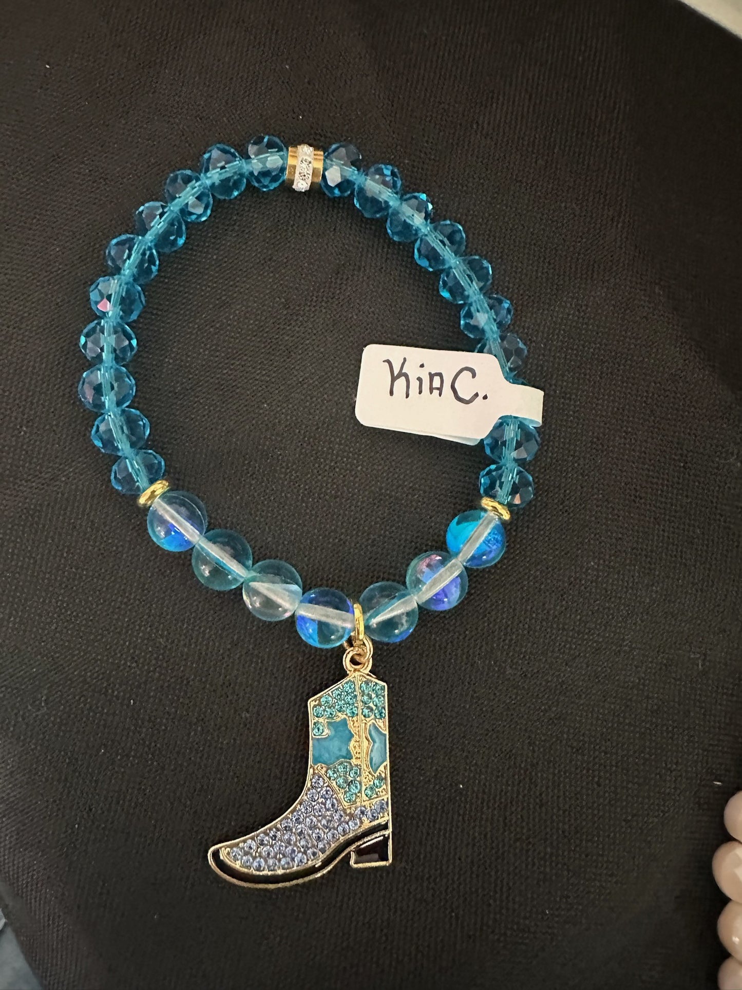 Glass Beaded Bracelet with Boot Charm