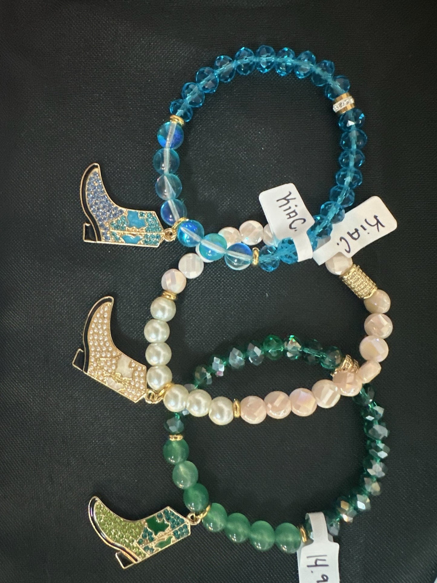 Glass Beaded Bracelet with Boot Charm