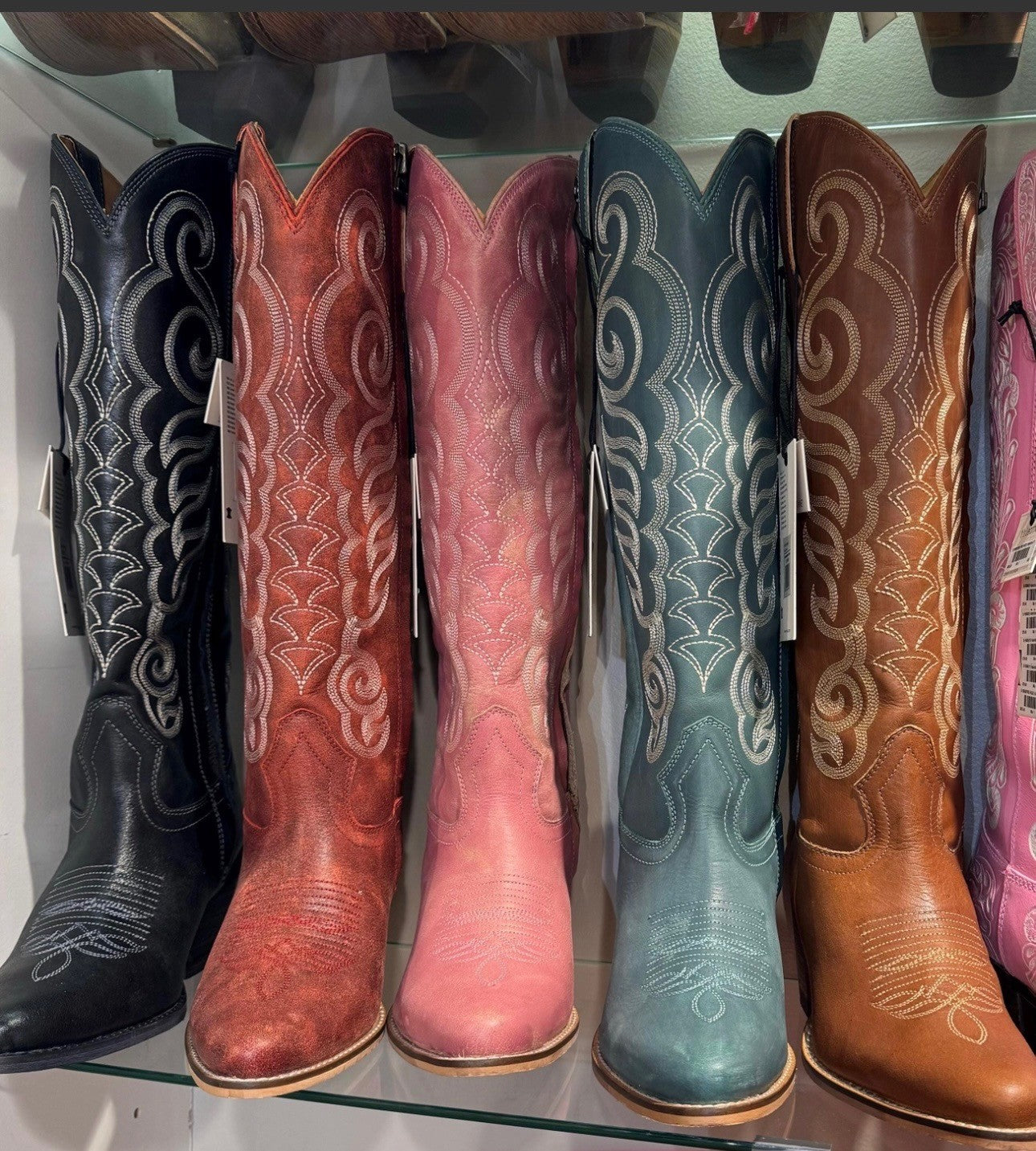 Traditional Western Flame Stitched Leather Boots