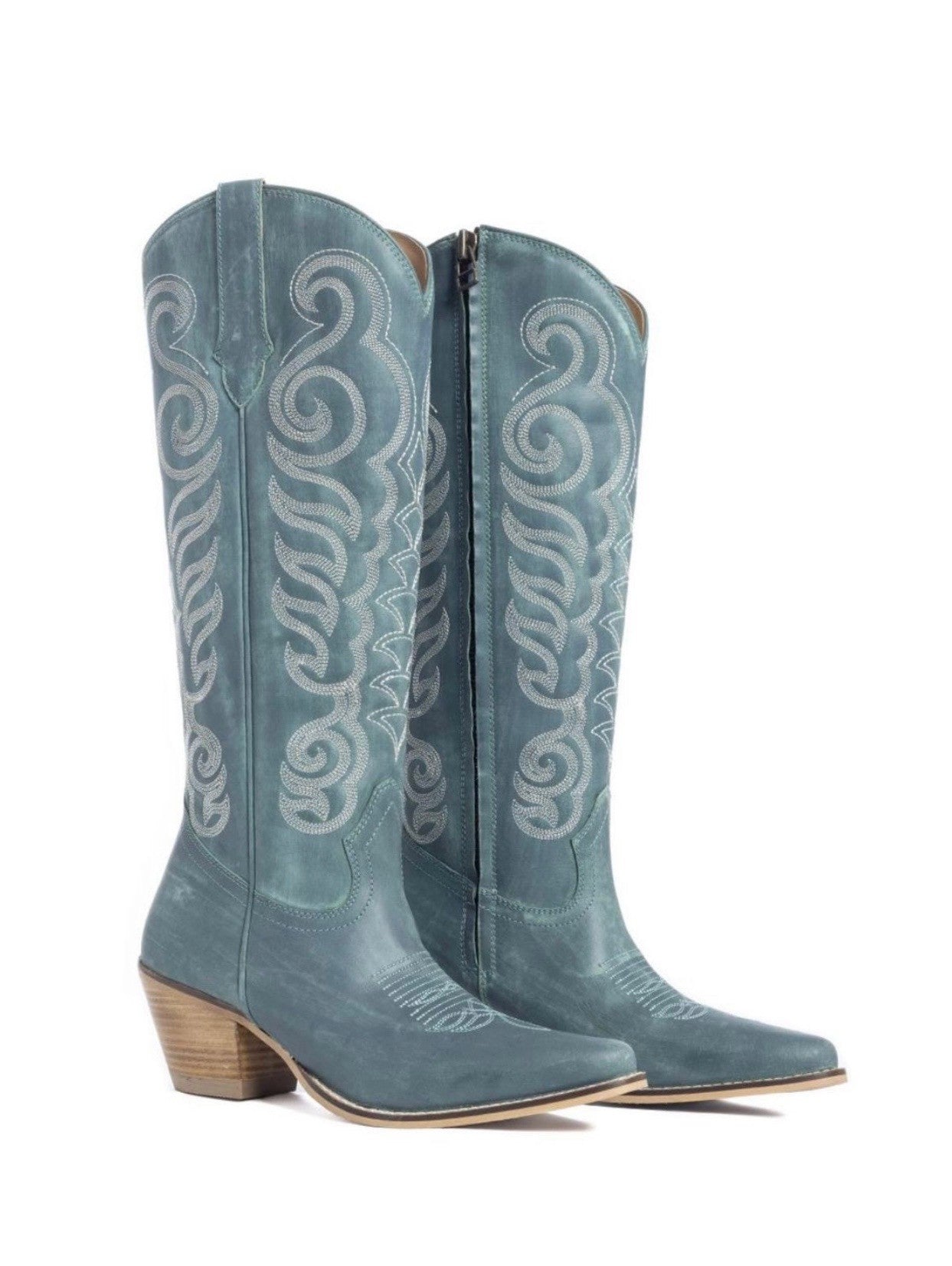 Traditional Western Flame Stitched Leather Boots