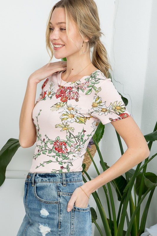 Allover Floral Casual Basic Top (3 Colors)