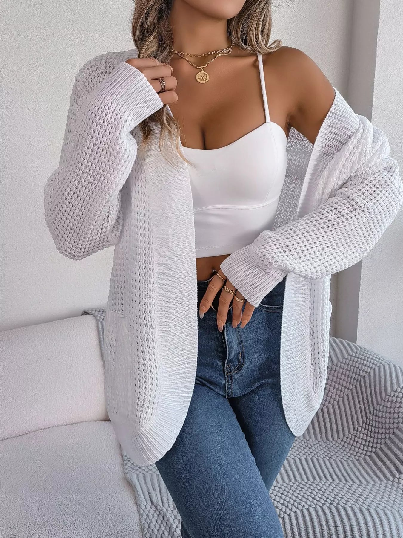 Chunky Knit Open Front Cardigan with Pockets (5 Colors)