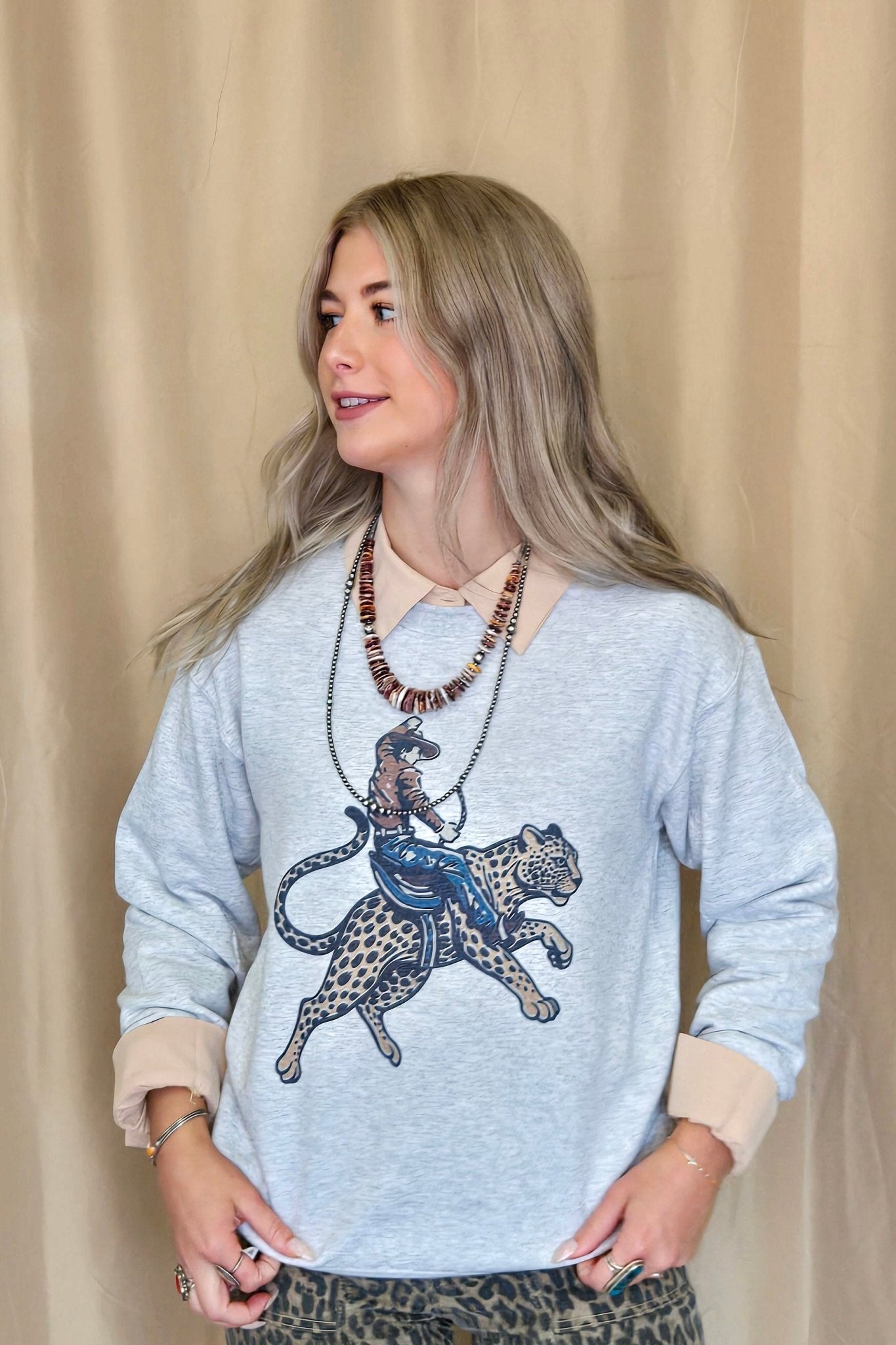 Cowboy Cheetah Crewneck Sweatshirt