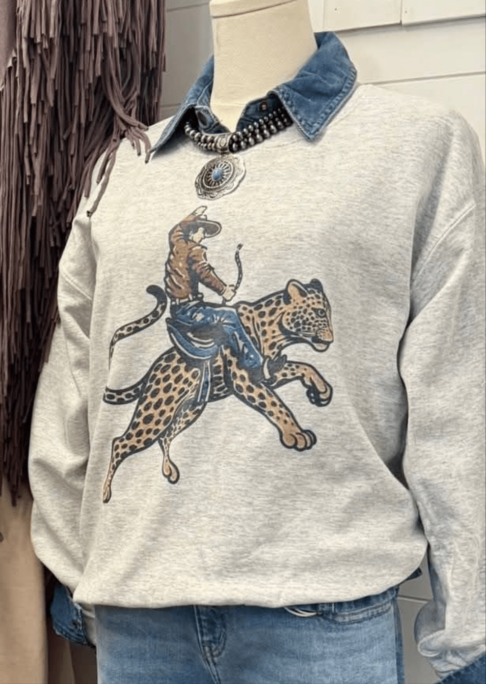 Cowboy Cheetah Crewneck Sweatshirt