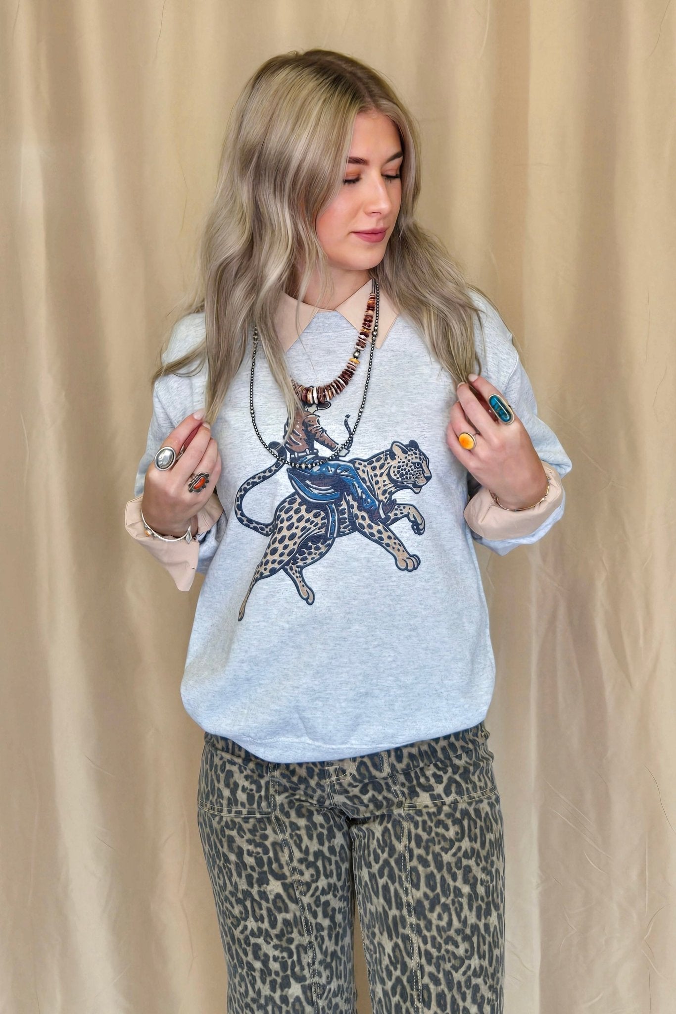 Cowboy Cheetah Crewneck Sweatshirt