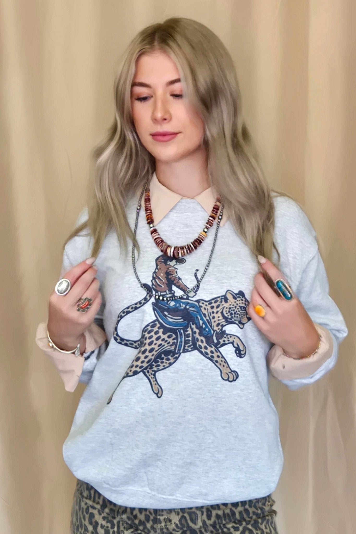 Cowboy Cheetah Crewneck Sweatshirt