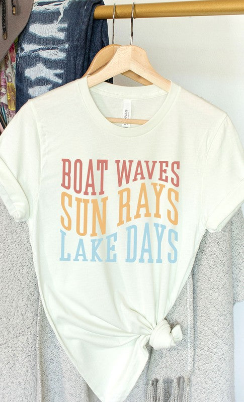 Boat Waves Sun Rays and Lake Days Graphic Tee (6 Colors)