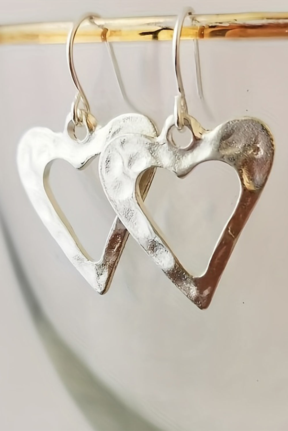 White Hollowed Heart Shape Earrings
