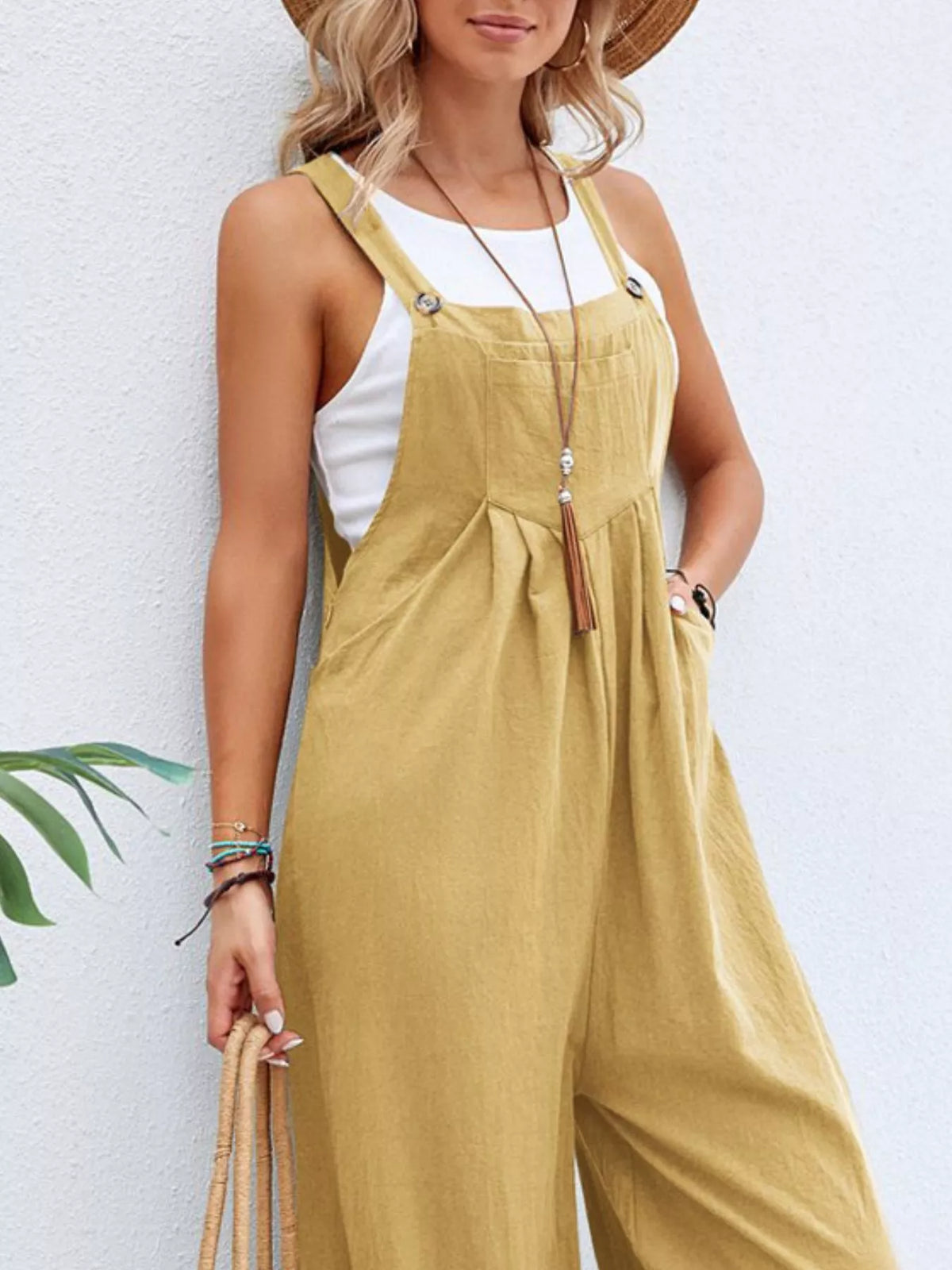 Wide-Leg Overalls with Pockets (7 colors)