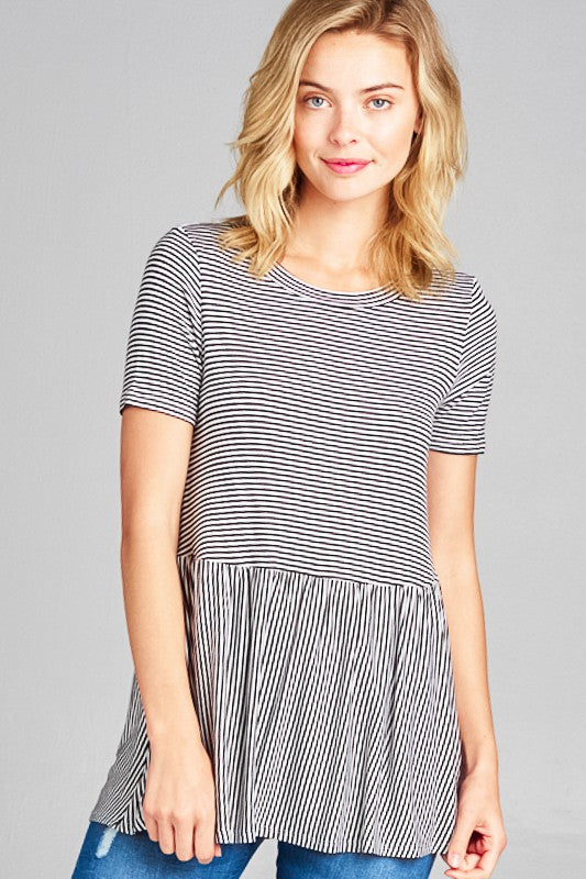 Stripe Jersey Babydoll Casual Top (3 Colors)