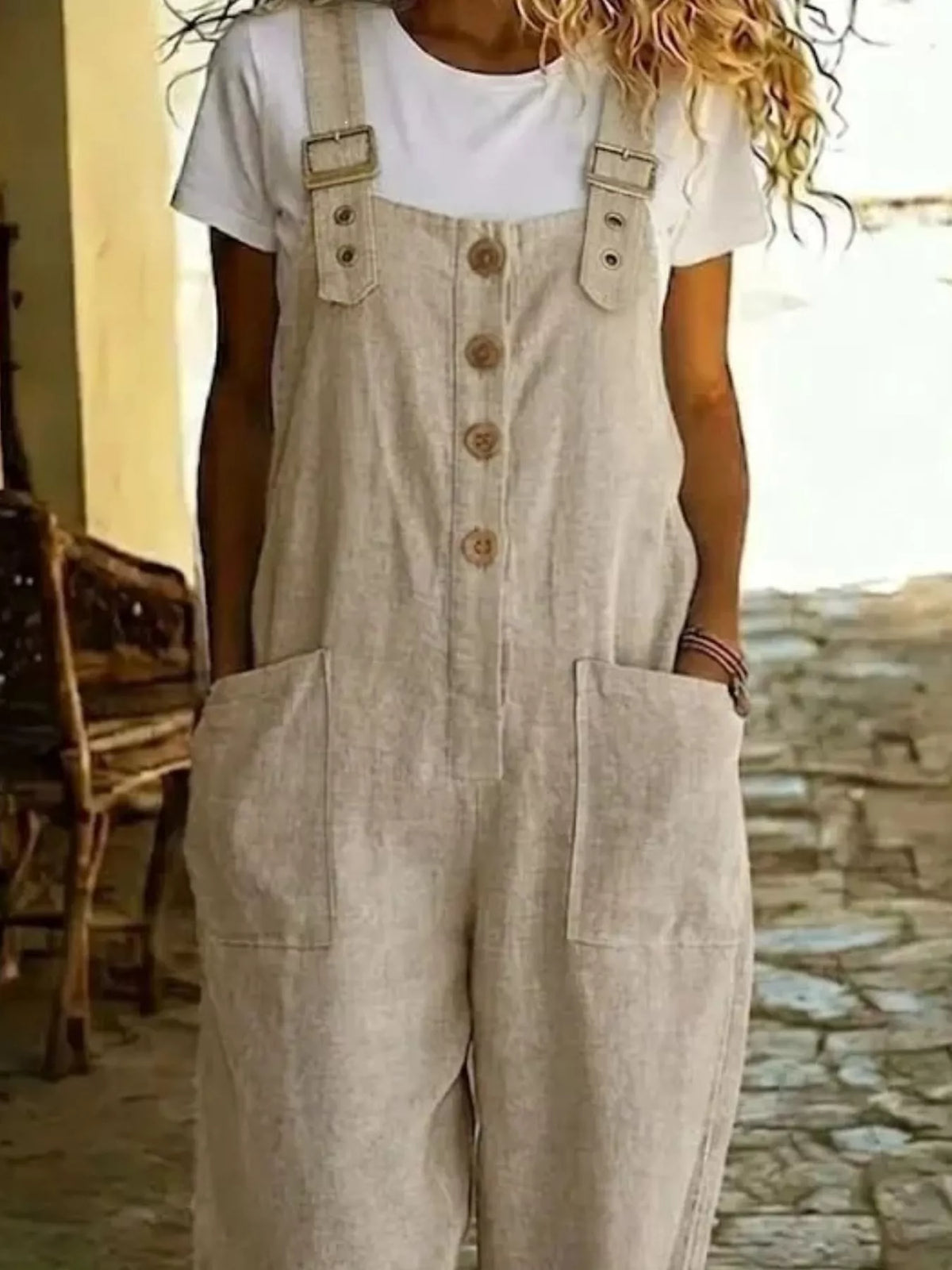 Button Front Wide Leg Overalls (7 Colors)