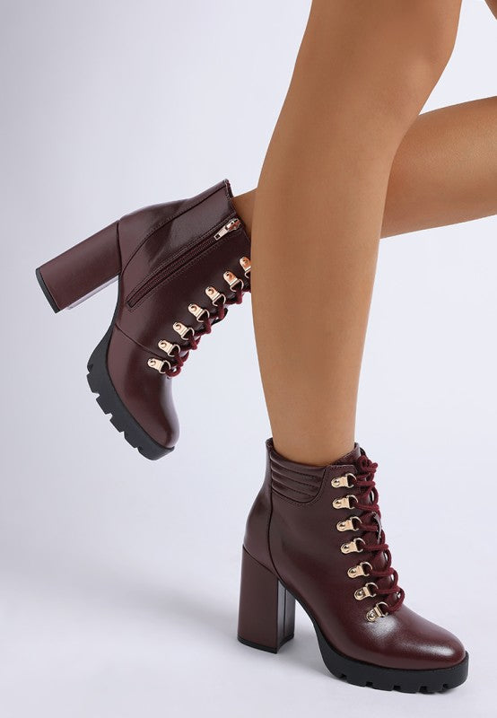 Hamiltons Lace Up Block Heel Boots
