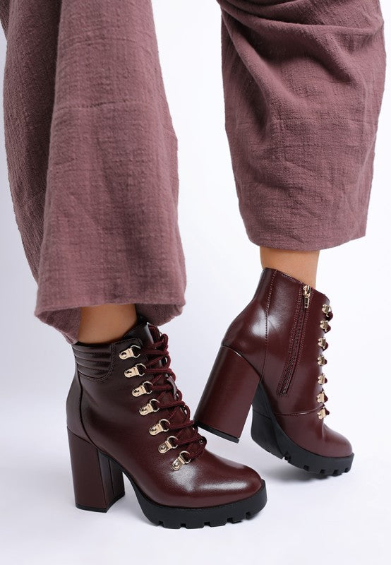 Hamiltons Lace Up Block Heel Boots