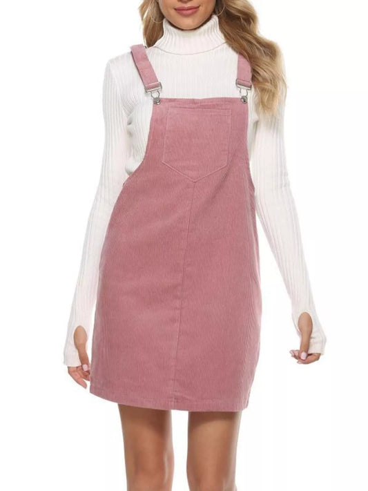 Corduroy Wide Strap Overall Dress (5 Colors)