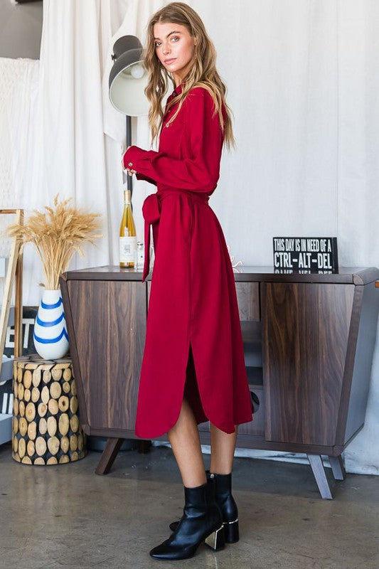 Button Down Shirt Long Dress PLUS