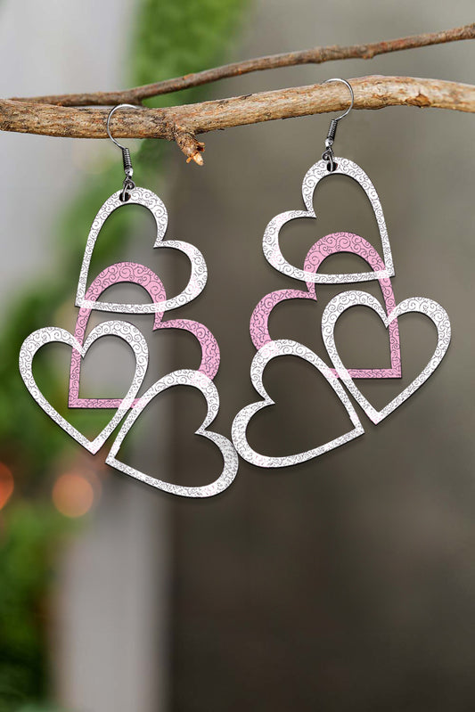 White Hollow-out Heart Earrings