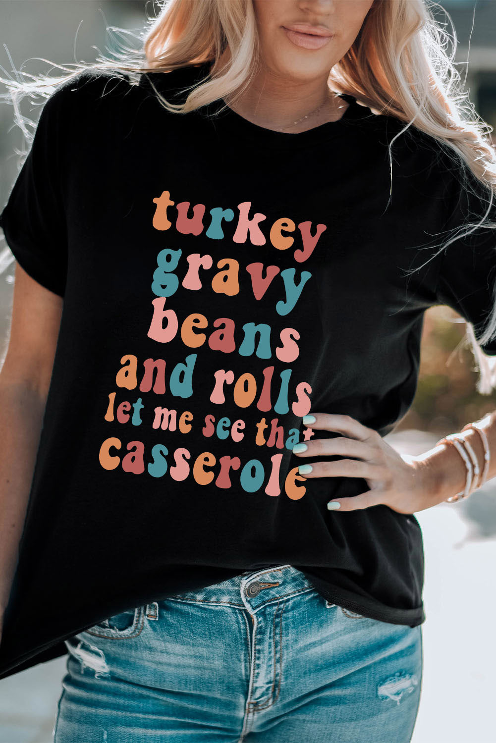 Black Food Lovers Slogan Graphic T Shirt