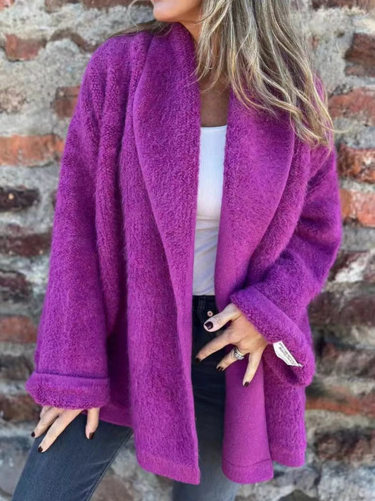 Open Front Long Sleeve Fluffy Jacket (2 Colors)