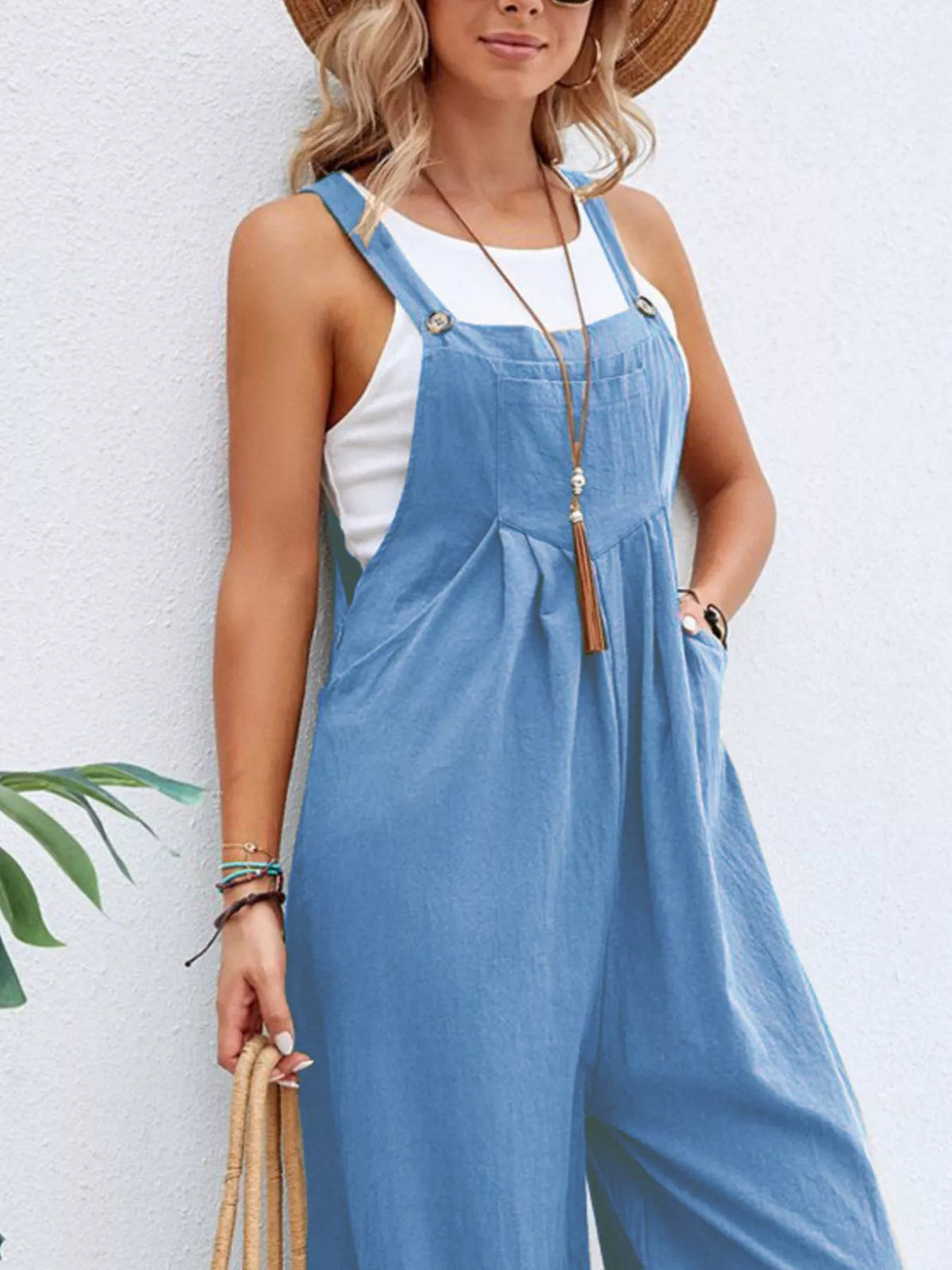 Wide-Leg Overalls with Pockets (7 colors)