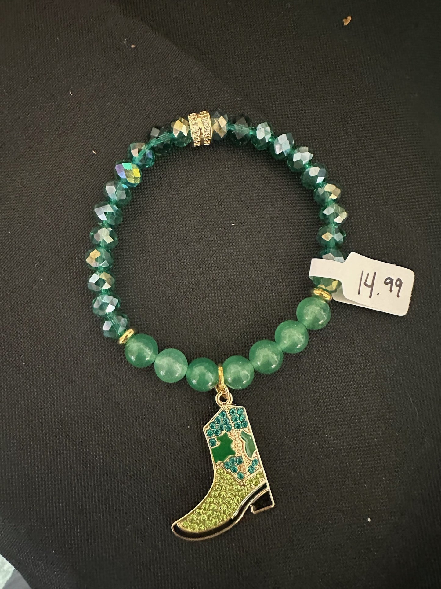 Glass Beaded Bracelet with Boot Charm