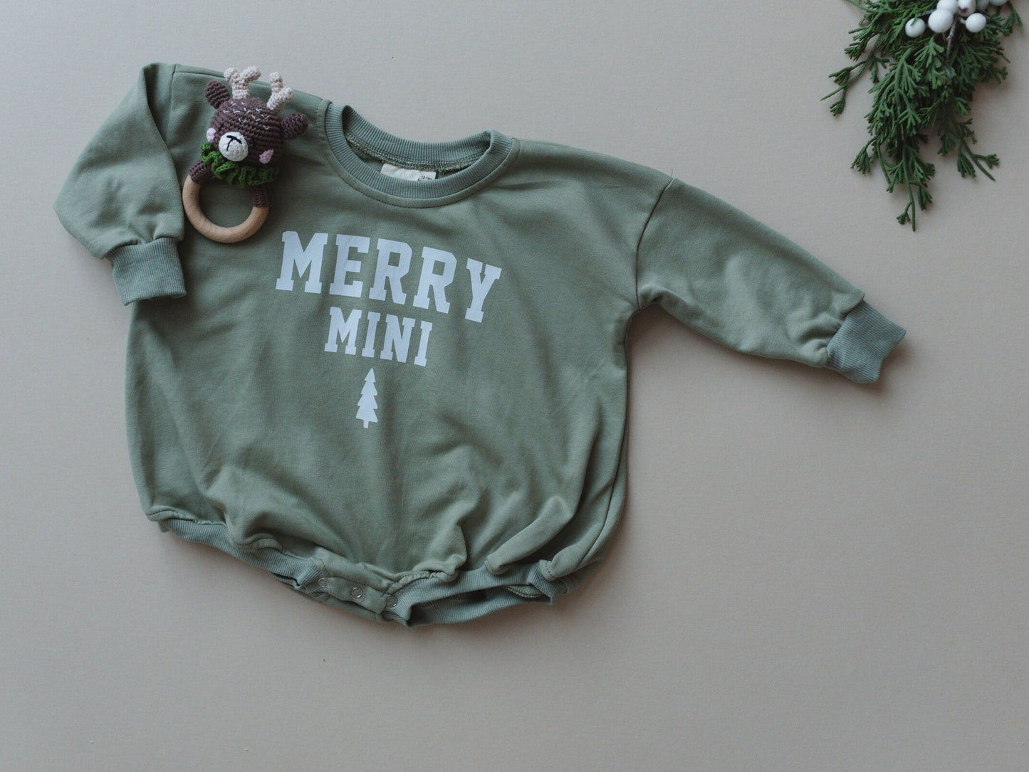 Merry Mini Christmas Sweatshirt Romper