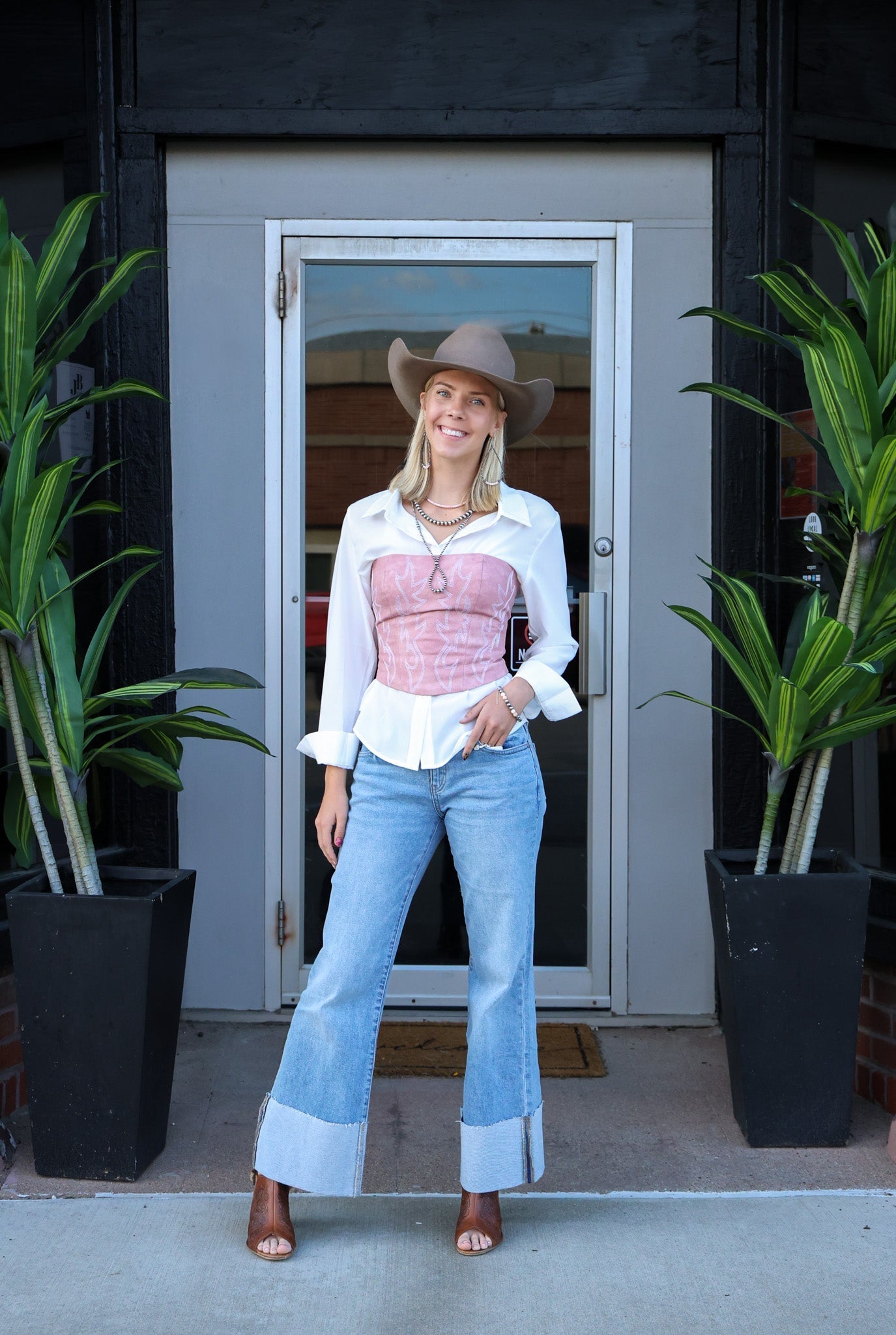 Kan Can Mid Rise Wide Flare Cuff Jeans