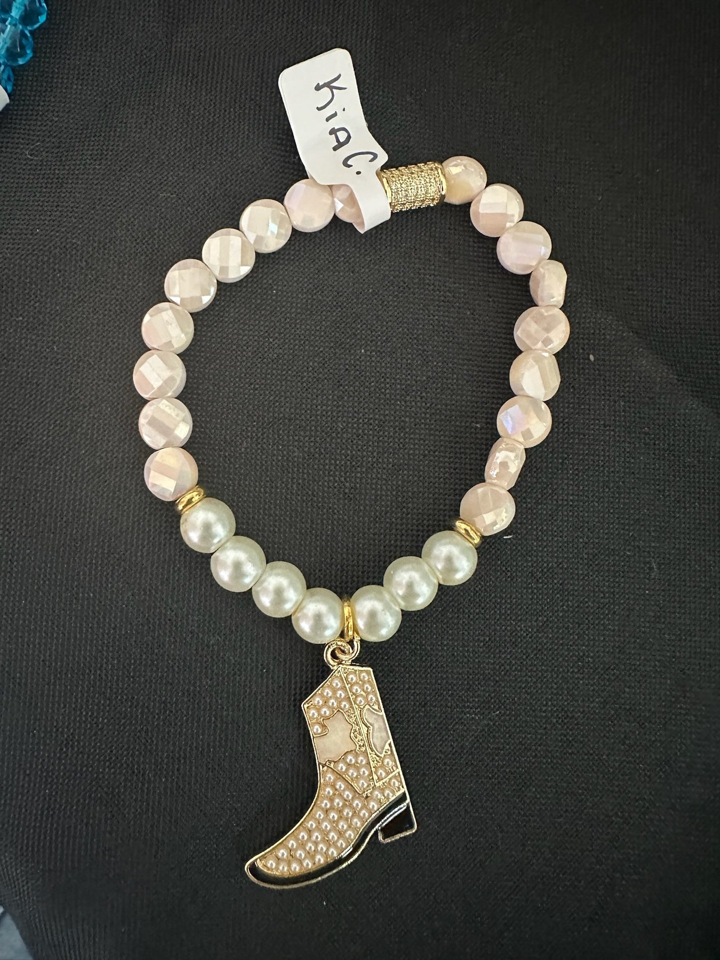 Glass Beaded Bracelet with Boot Charm